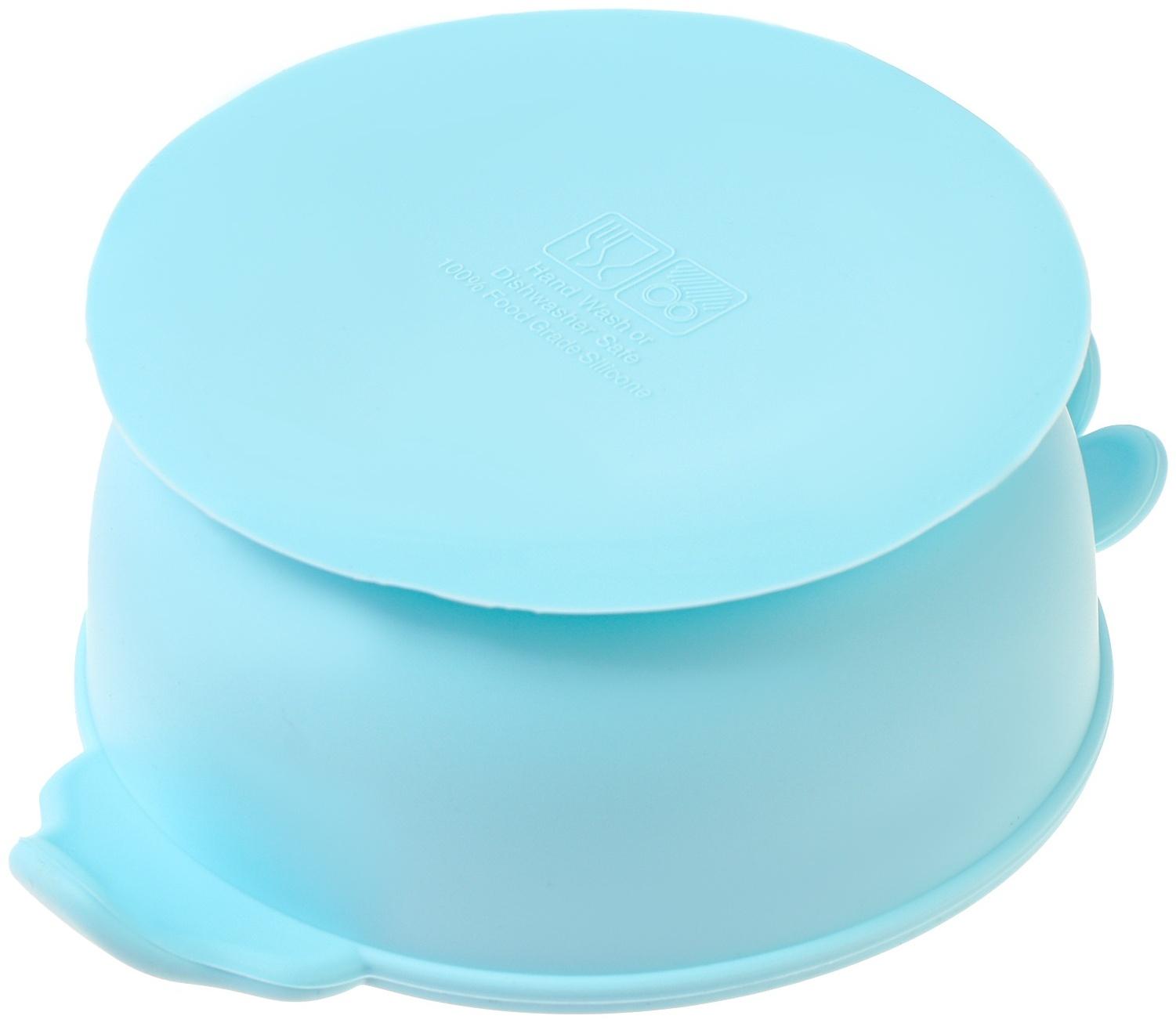 Тарелка детская на присоске с ложкой, силиконовая, МИКС