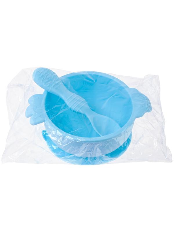 Тарелка детская на присоске с ложкой, силиконовая, МИКС