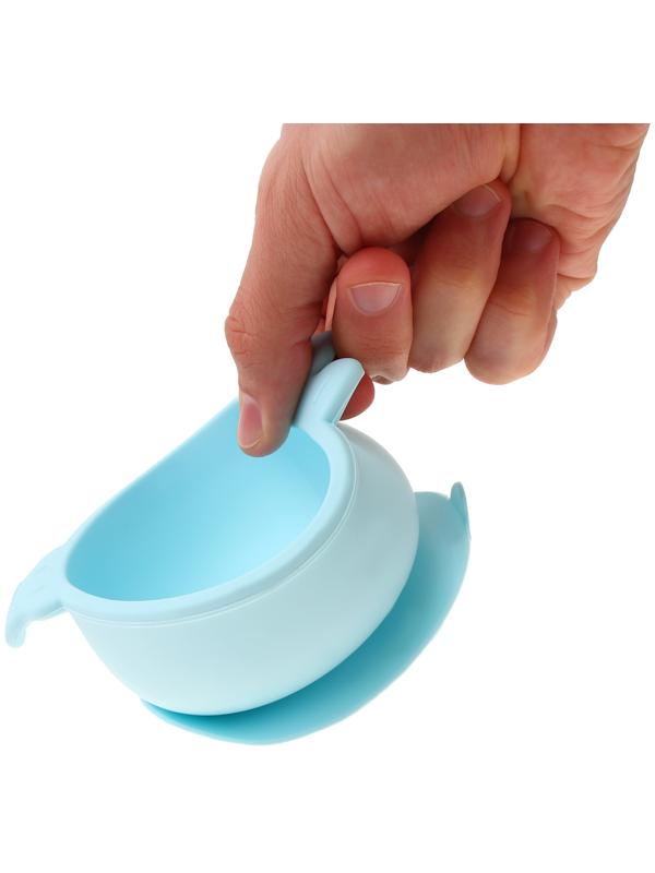 Тарелка детская на присоске с ложкой, силиконовая, МИКС