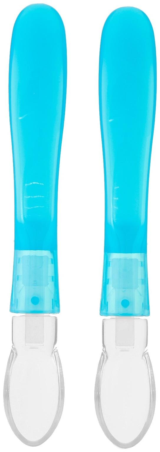 Набор детских силиконовых ложек, цвет голубой