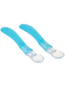 Набор детских силиконовых ложек, цвет голубой