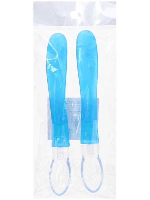 Набор детских силиконовых ложек, цвет голубой