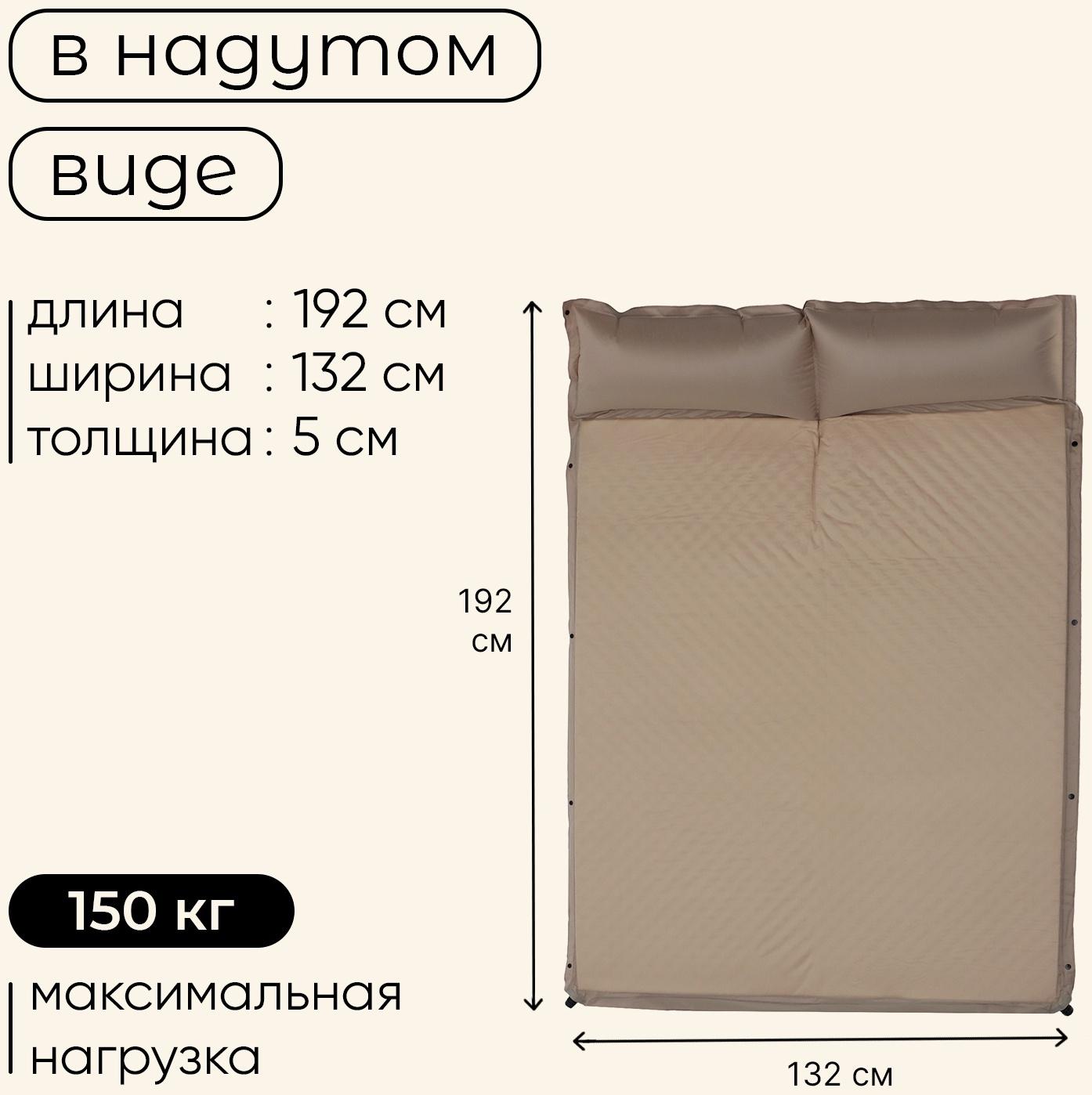 Матрас туристический maclay, 192х132х5 см, самонадувной