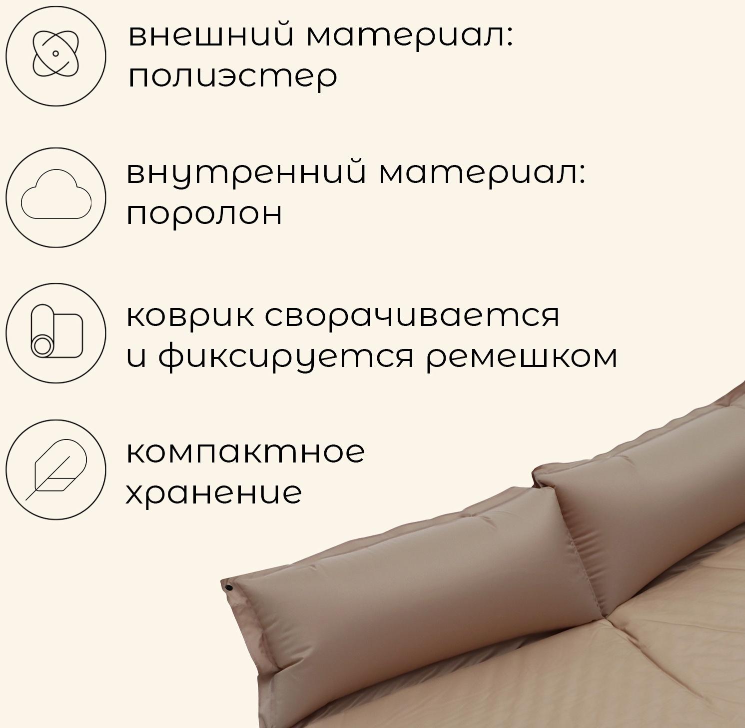 Матрас туристический maclay, 192х132х5 см, самонадувной