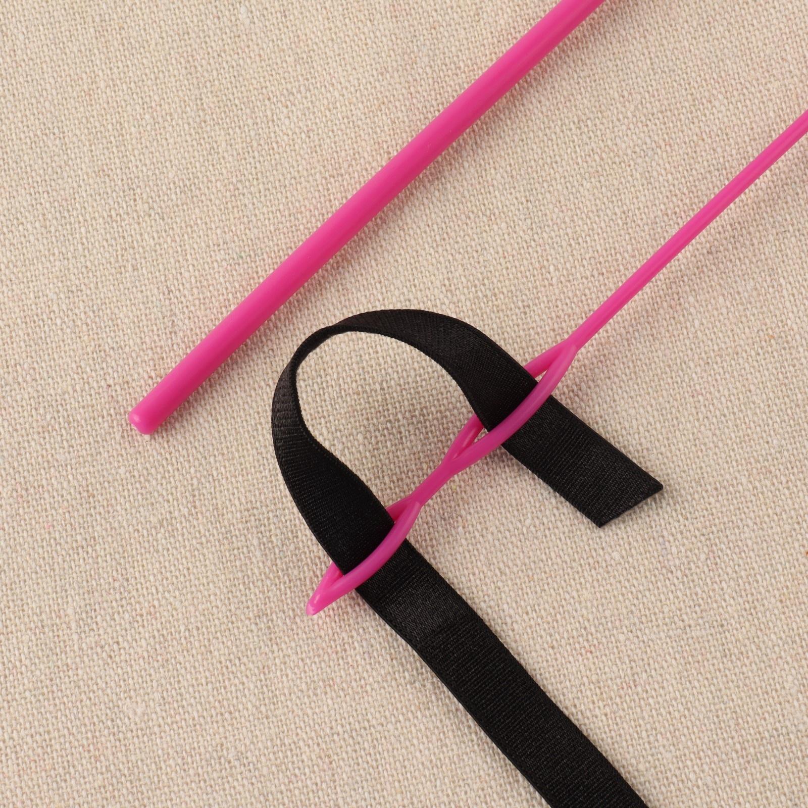 Спица гибкая для продевания резинки / тесьмы / шнура, 58 см, розовая