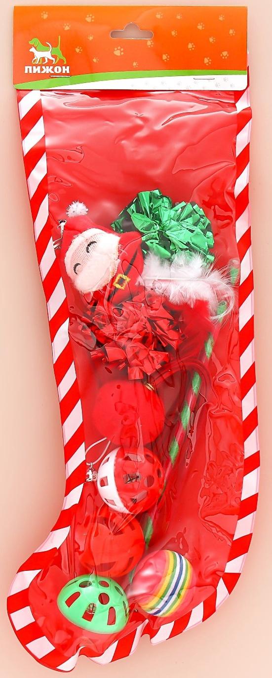 Новогодний набор игрушек для кошек с дразнилкой