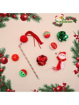 Новогодний набор игрушек для кошек с дразнилкой