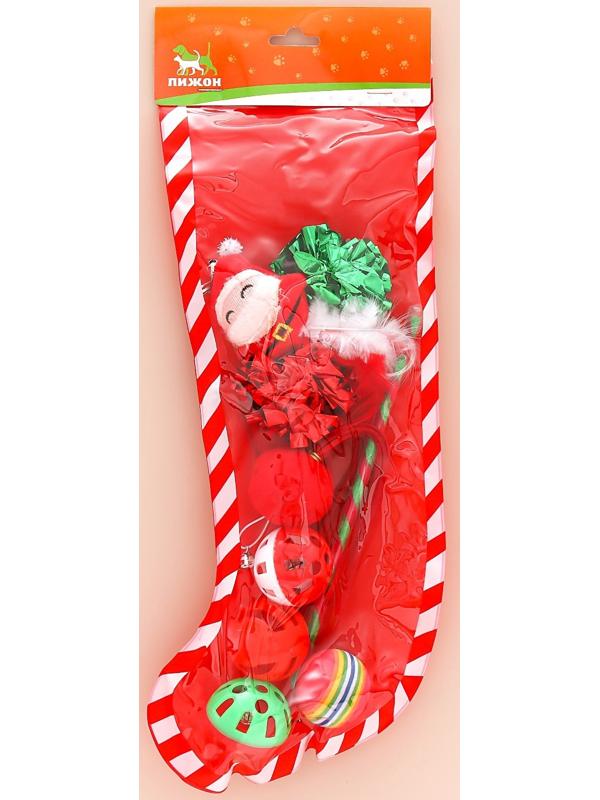 Новогодний набор игрушек для кошек с дразнилкой