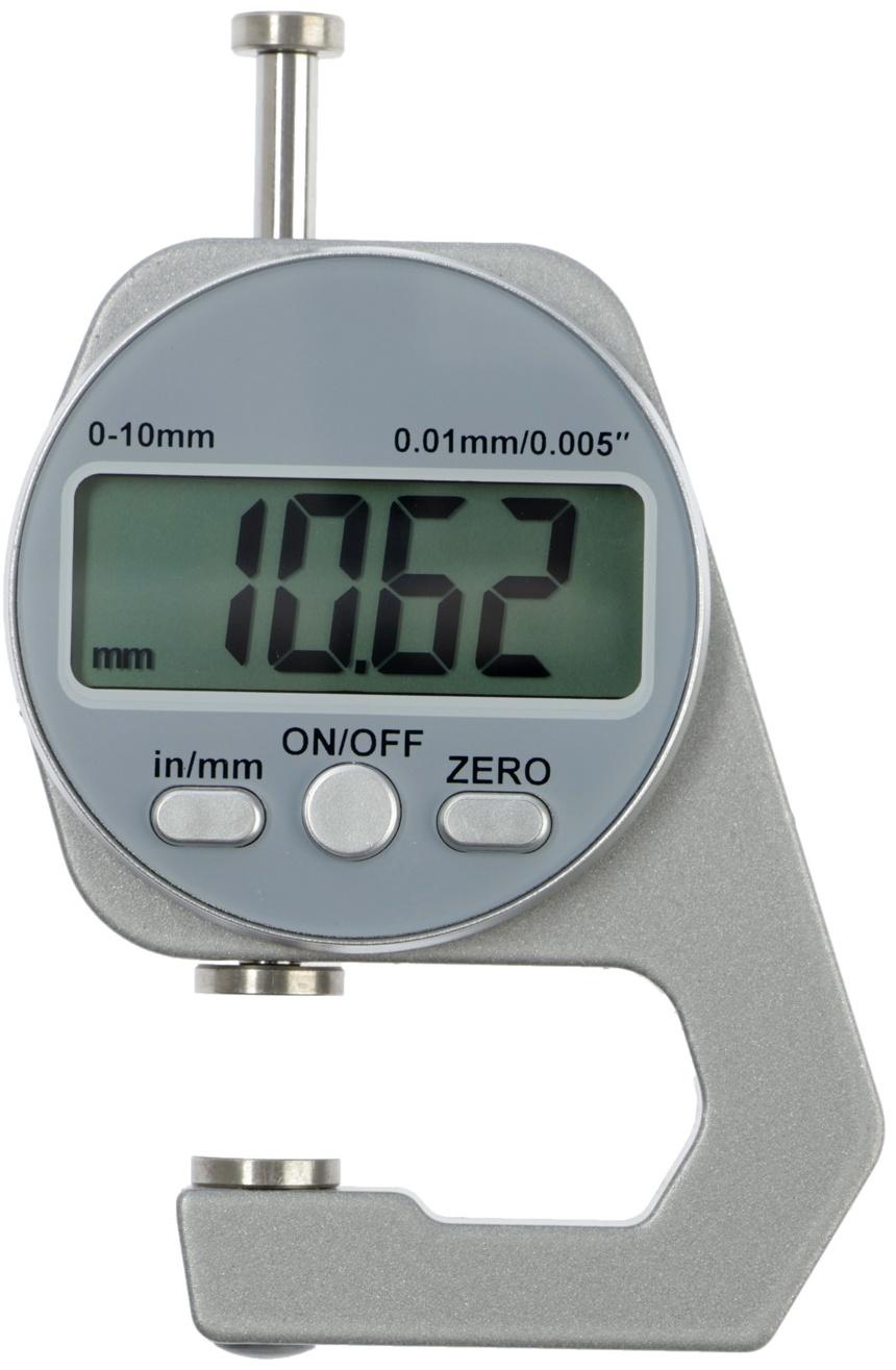 Толщиномер электронный ТУНДРА, металлический, диапазон 0-10 мм, точность 0.01 мм