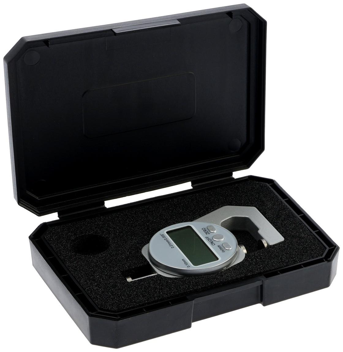 Толщиномер электронный ТУНДРА, металлический, диапазон 0-10 мм, точность 0.01 мм