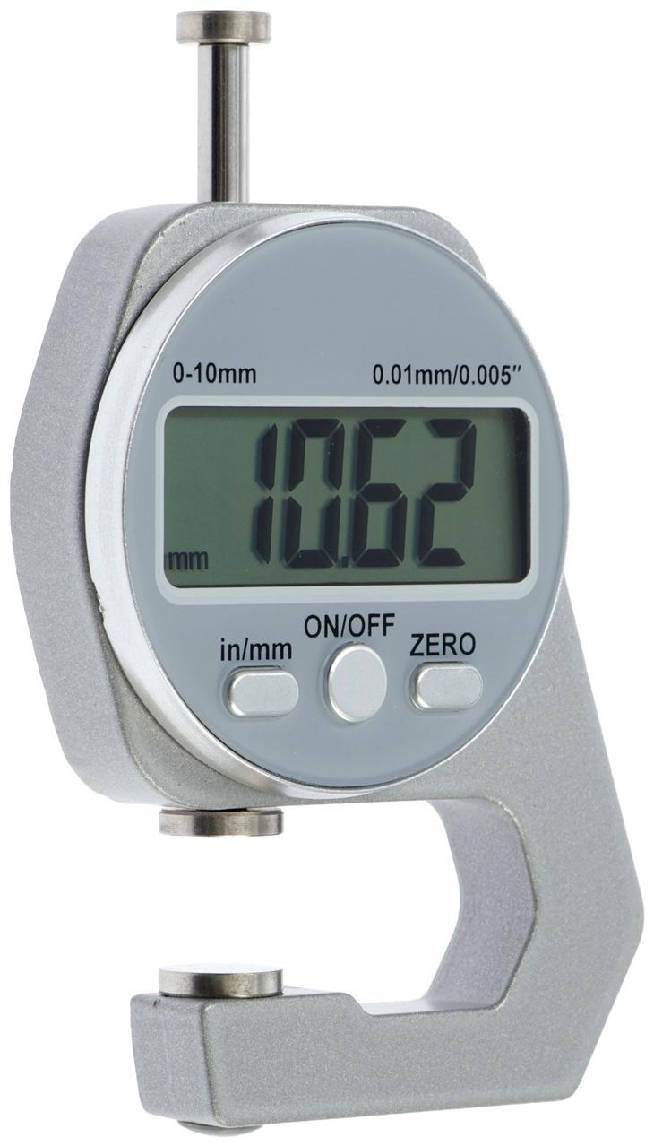 Толщиномер электронный ТУНДРА, металлический, диапазон 0-10 мм, точность 0.01 мм