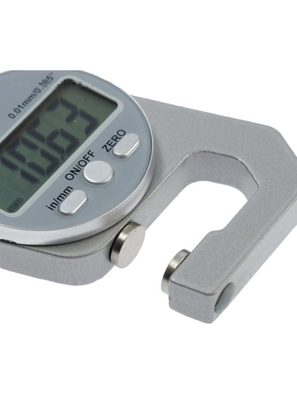 Толщиномер электронный ТУНДРА, металлический, диапазон 0-10 мм, точность 0.01 мм