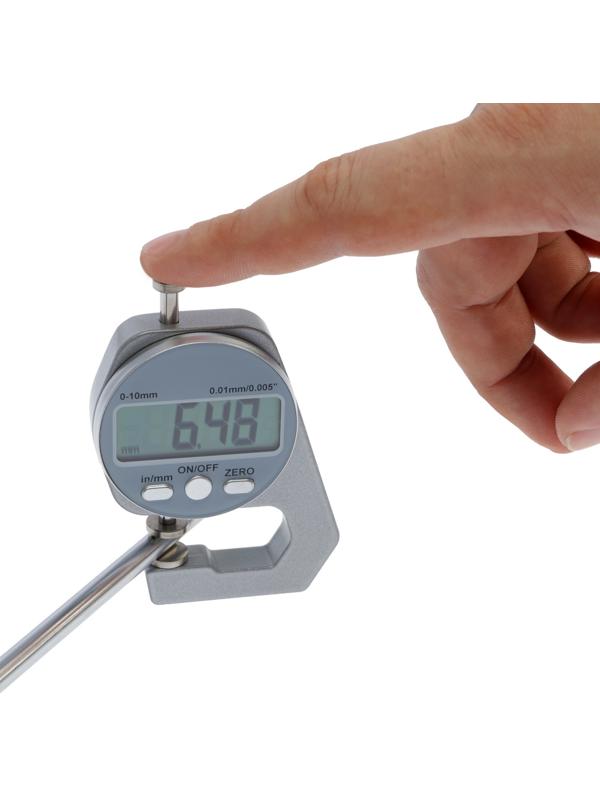 Толщиномер электронный ТУНДРА, металлический, диапазон 0-10 мм, точность 0.01 мм