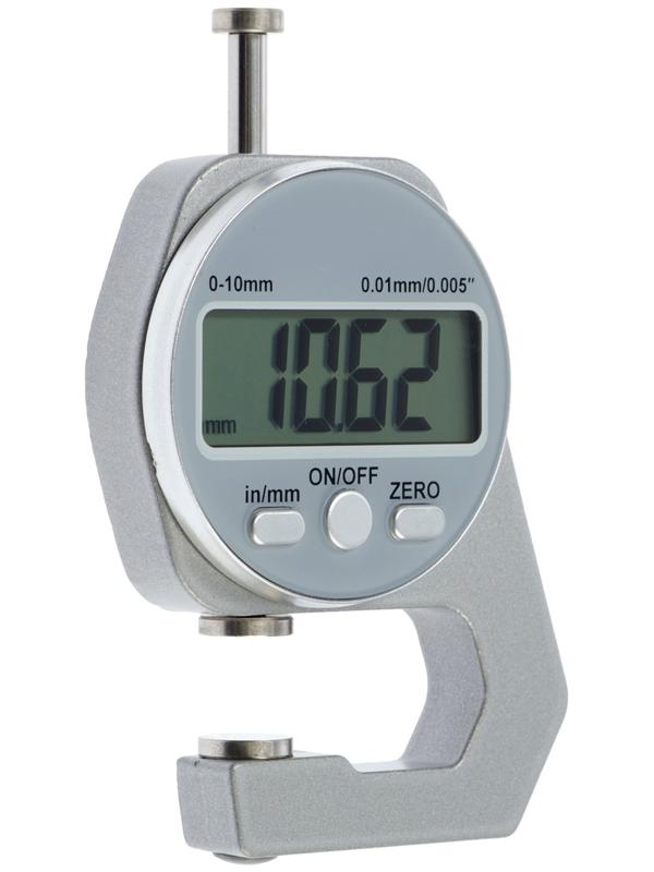 Толщиномер электронный ТУНДРА, металлический, диапазон 0-10 мм, точность 0.01 мм