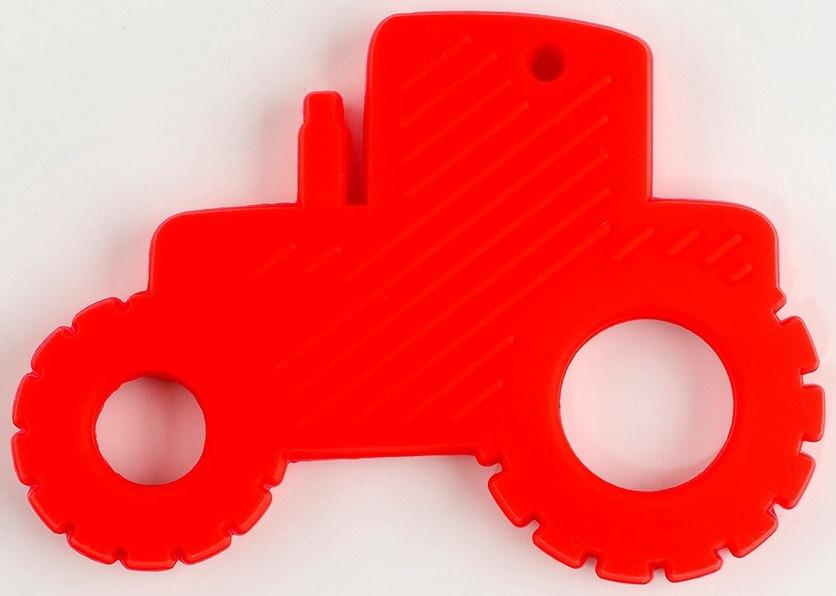 Прорезыватель силиконовый для зубов «Трактор», цвет красный