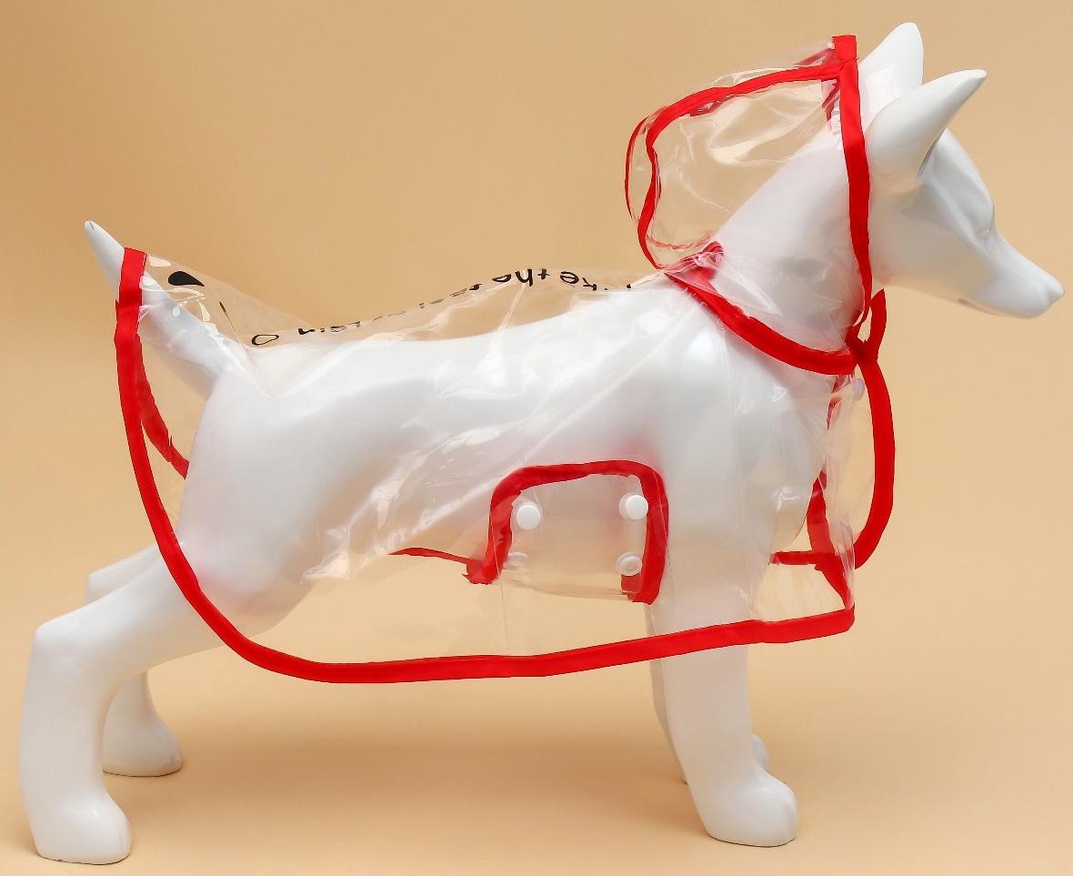 Дождевик для собак, размер L  (ДС 30, ОГ 41-46, ОШ 42 см), красный