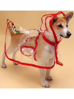 Дождевик для собак, размер L  (ДС 30, ОГ 41-46, ОШ 42 см), красный