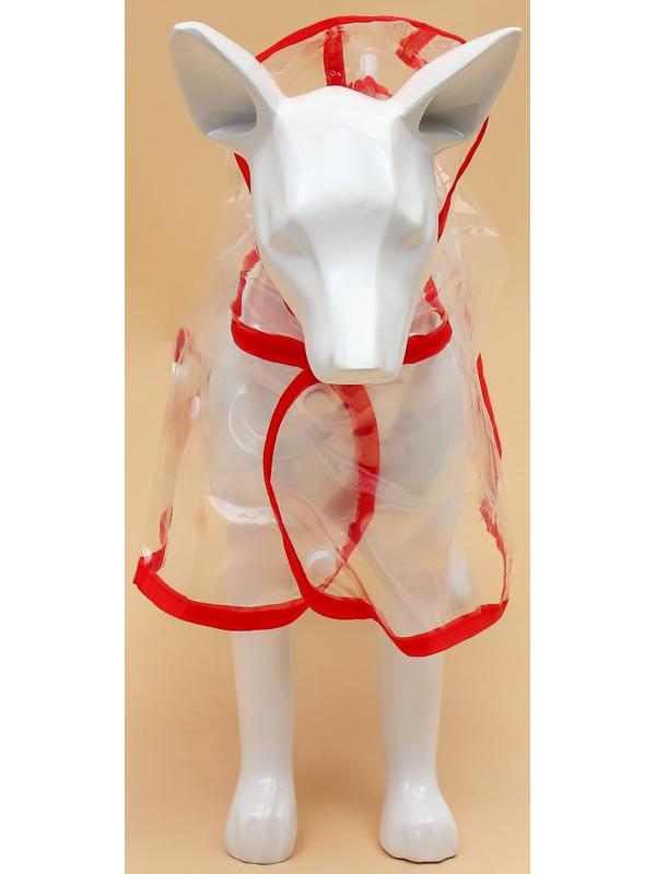 Дождевик для собак, размер L  (ДС 30, ОГ 41-46, ОШ 42 см), красный