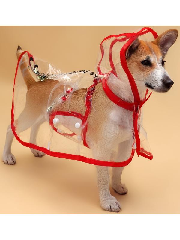 Дождевик для собак, размер L  (ДС 30, ОГ 41-46, ОШ 42 см), красный