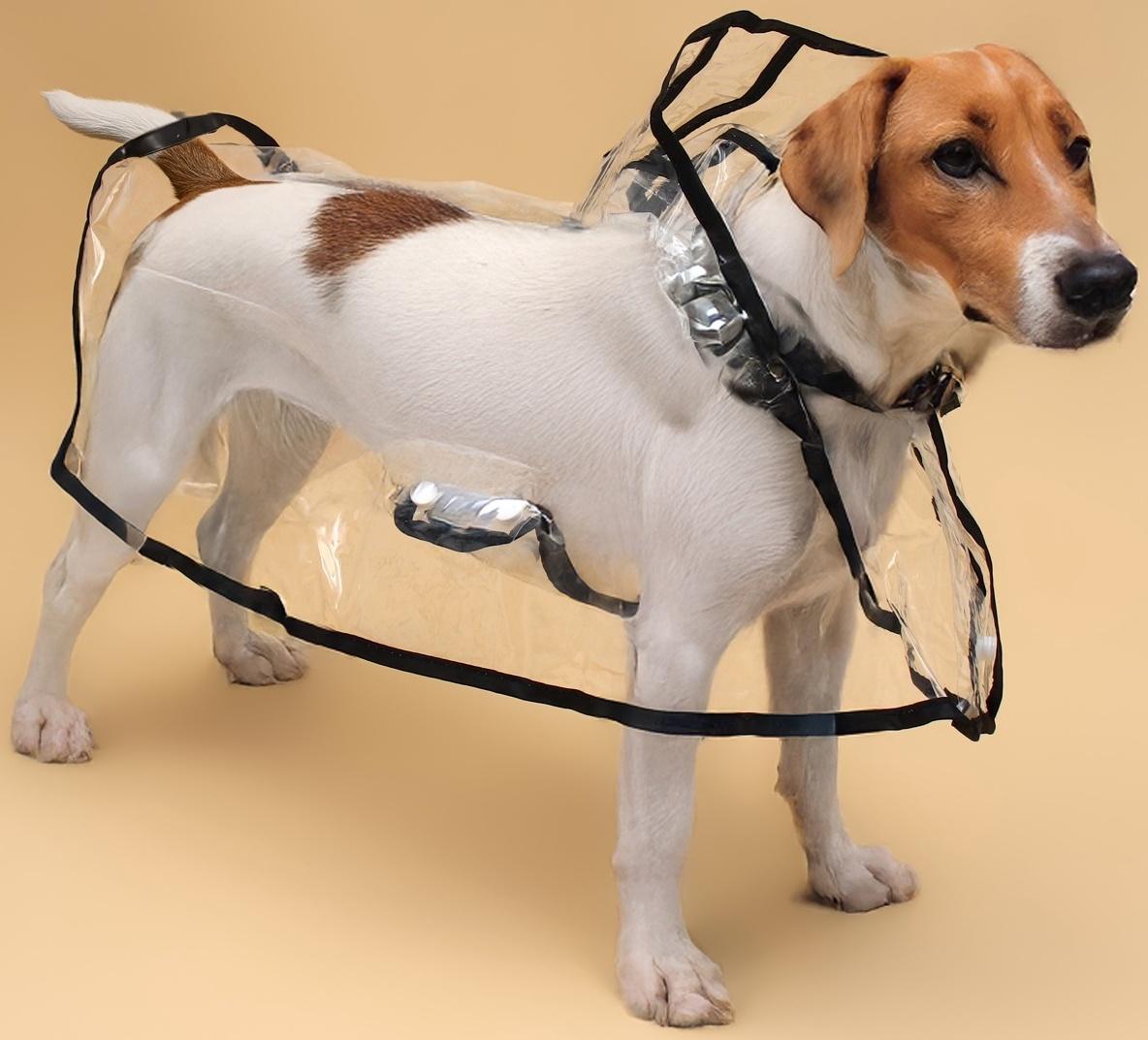 Дождевик для собак, размер 2XL, (ДС 40, ОГ 52-58, ОШ  46 см), чёрный