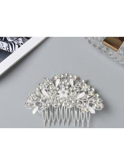 Гребень для волос QF «Джуди», цветочный, 8×6 см, серебро