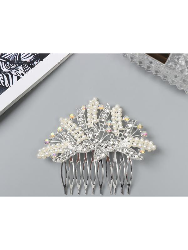 Гребень для волос QF «Келли», бабочка, 8×6 см, серебро