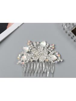 Гребень для волос QF «Джуди», цветок, 8×6 см, серебро