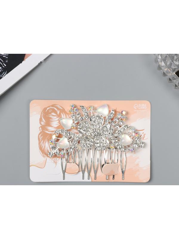 Гребень для волос QF «Джуди», цветок, 8×6 см, серебро
