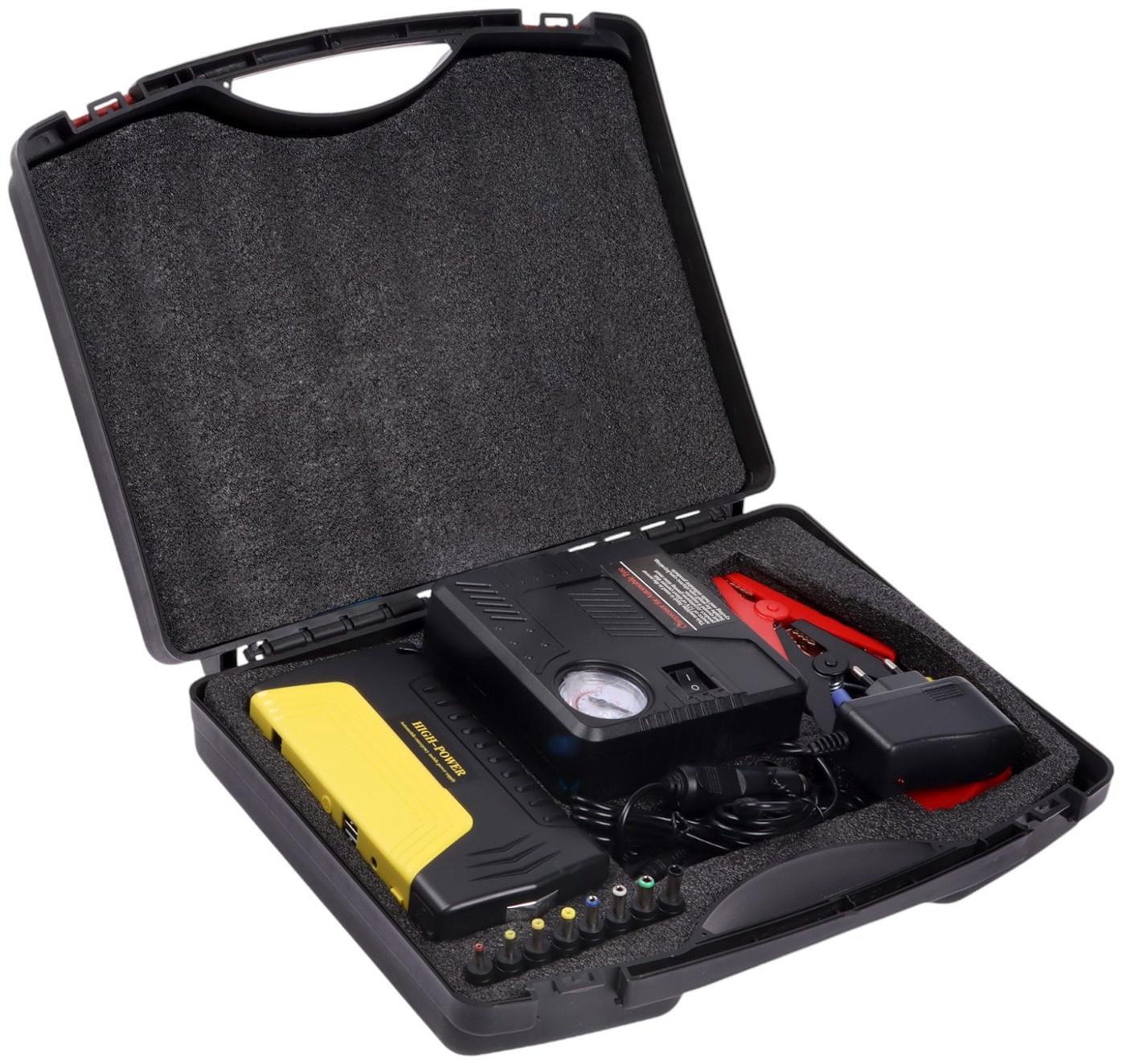 Пуско-зарядное устройство 5400 мАч, 3 LED, 2USB, DC 12V, компрессор