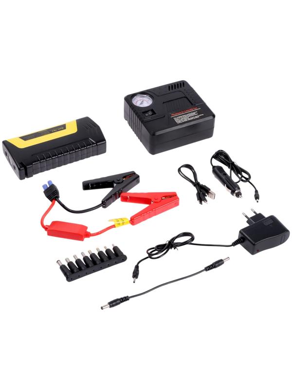 Пуско-зарядное устройство 5400 мАч, 3 LED, 2USB, DC 12V, компрессор