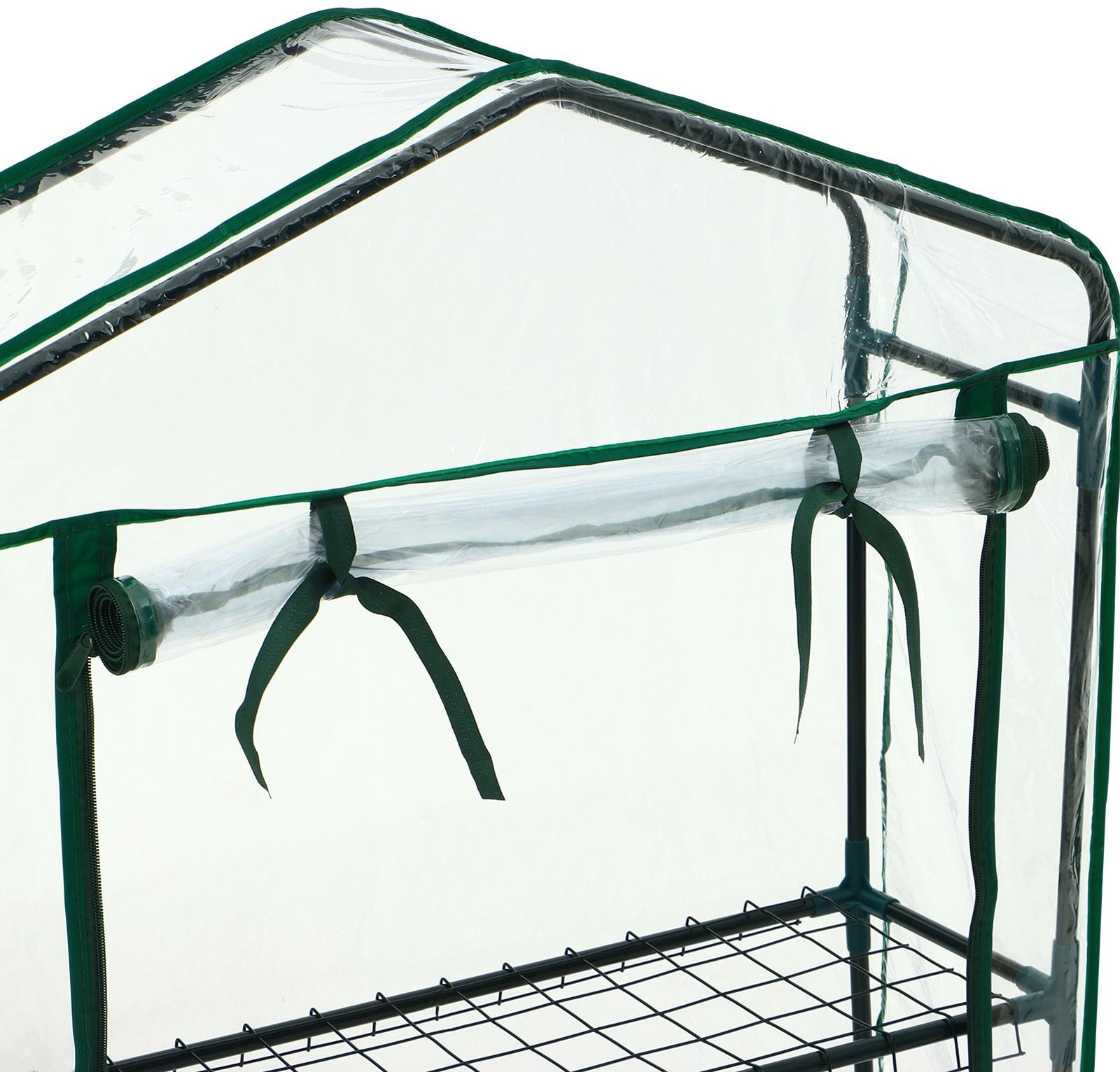 Парник-стеллаж, 2 полки, 93×22×69 см, металлический каркас d=12 мм, чехол плёнка 80 мкм, Greengo