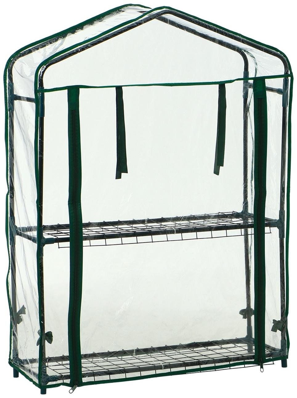Парник-стеллаж, 2 полки, 93×22×69 см, металлический каркас d=12 мм, чехол плёнка 80 мкм, Greengo