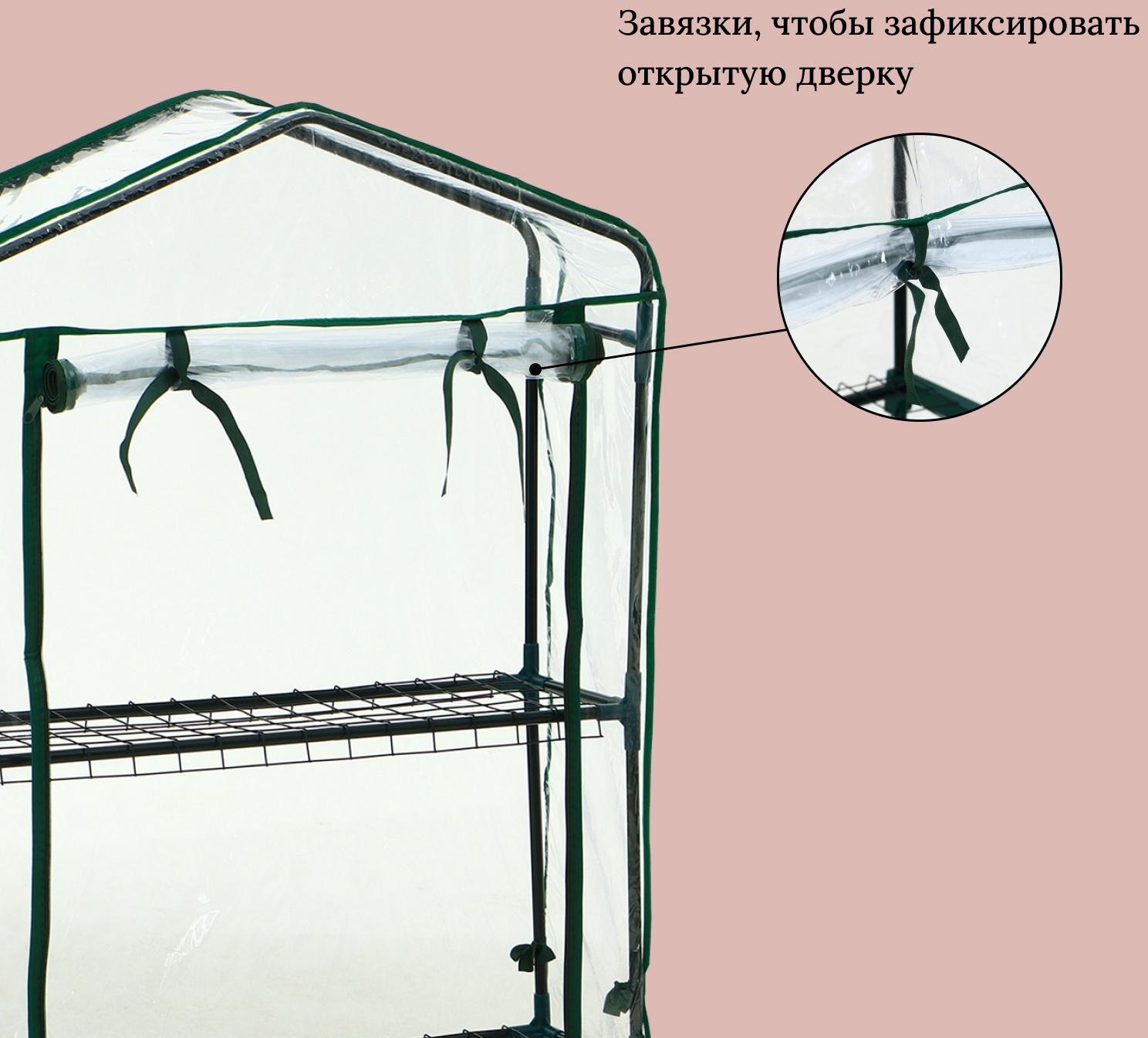 Парник-стеллаж, 2 полки, 93×22×69 см, металлический каркас d=12 мм, чехол плёнка 80 мкм, Greengo