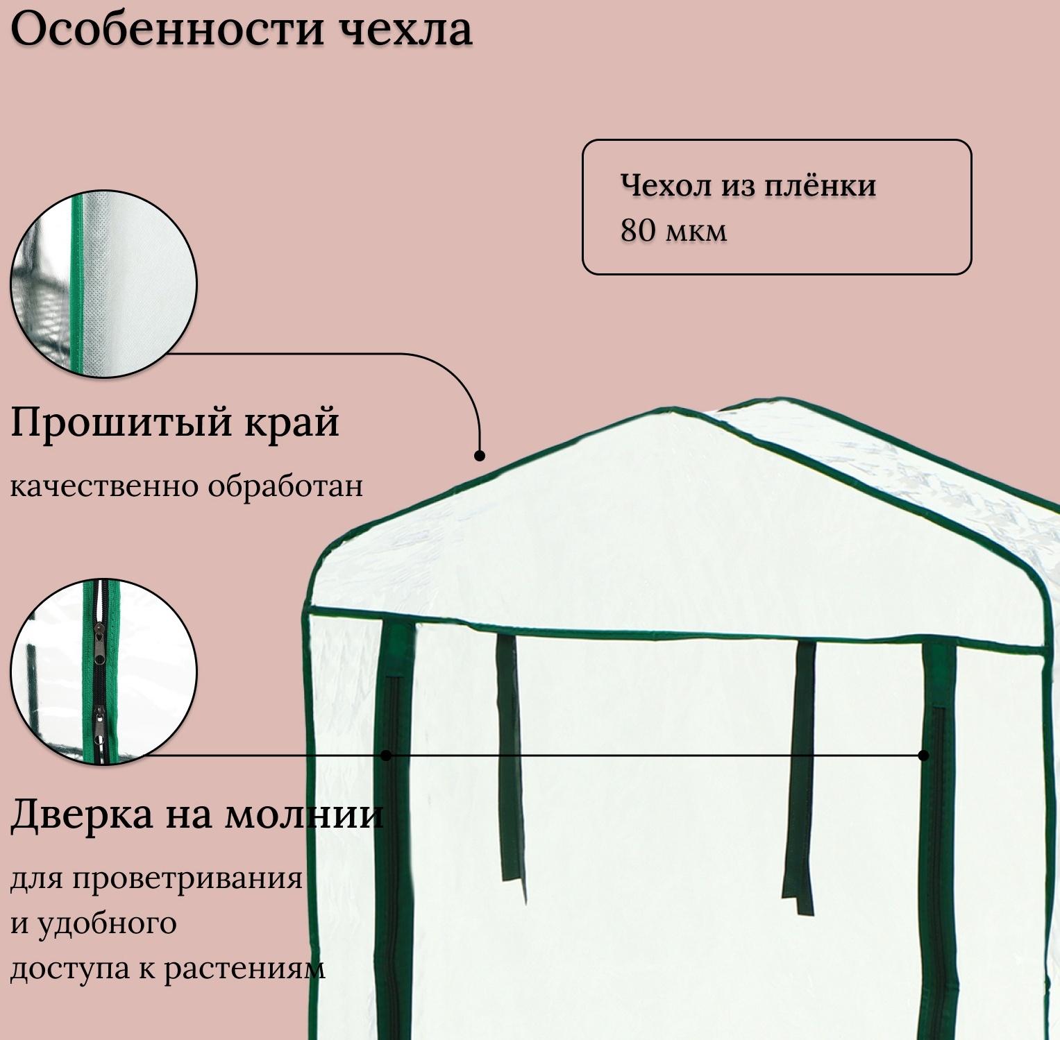 Парник-стеллаж, 2 полки, 93×22×69 см, металлический каркас d=12 мм, чехол плёнка 80 мкм, Greengo