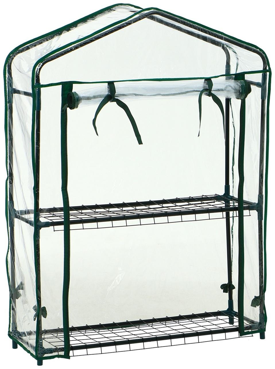 Парник-стеллаж, 2 полки, 93×22×69 см, металлический каркас d=12 мм, чехол плёнка 80 мкм, Greengo