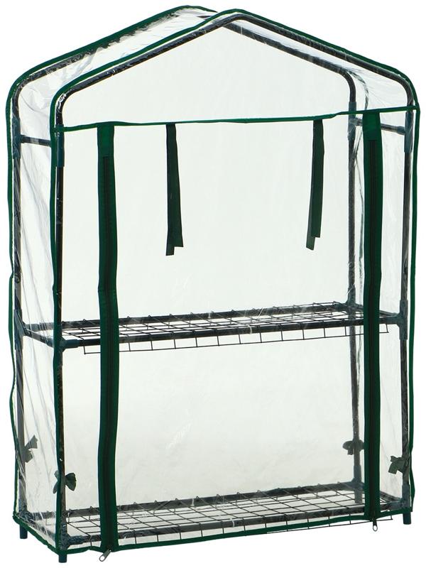 Парник-стеллаж, 2 полки, 93×22×69 см, металлический каркас d=12 мм, чехол плёнка 80 мкм, Greengo