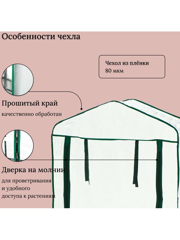 Парник-стеллаж, 2 полки, 93×22×69 см, металлический каркас d=12 мм, чехол плёнка 80 мкм, Greengo
