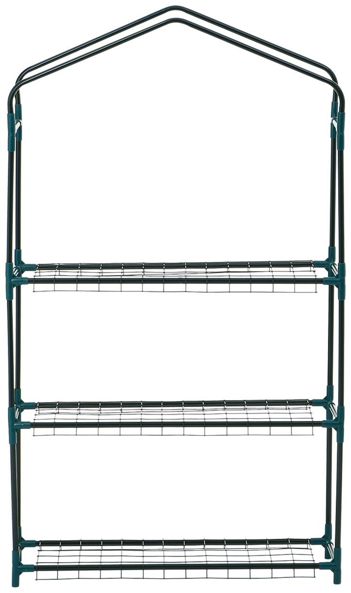 Парник-стеллаж, 3 полки, 110×22×65 см, металлический каркас d=12 мм, чехол плёнка 80 мкм, Greengo