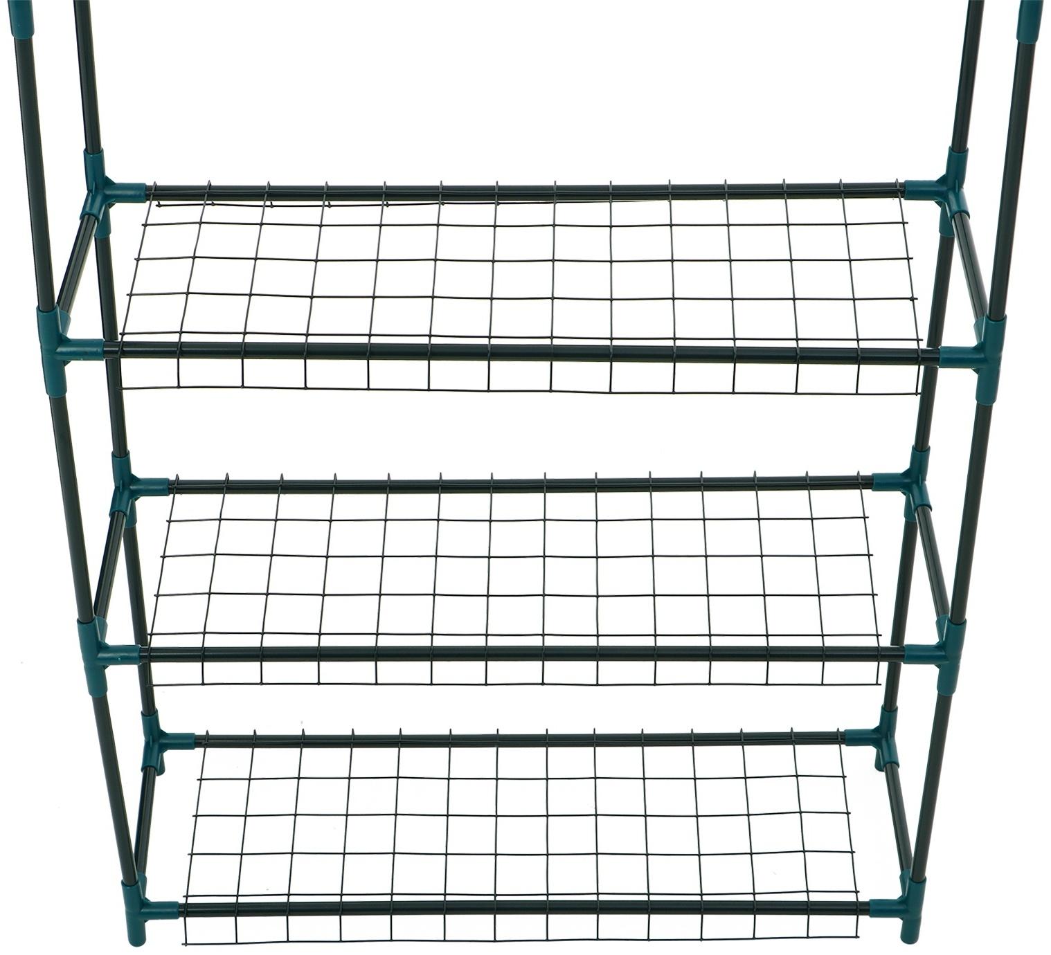 Парник-стеллаж, 3 полки, 110×22×65 см, металлический каркас d=12 мм, чехол плёнка 80 мкм, Greengo