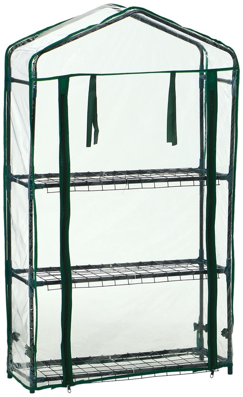 Парник-стеллаж, 3 полки, 110×22×65 см, металлический каркас d=12 мм, чехол плёнка 80 мкм, Greengo
