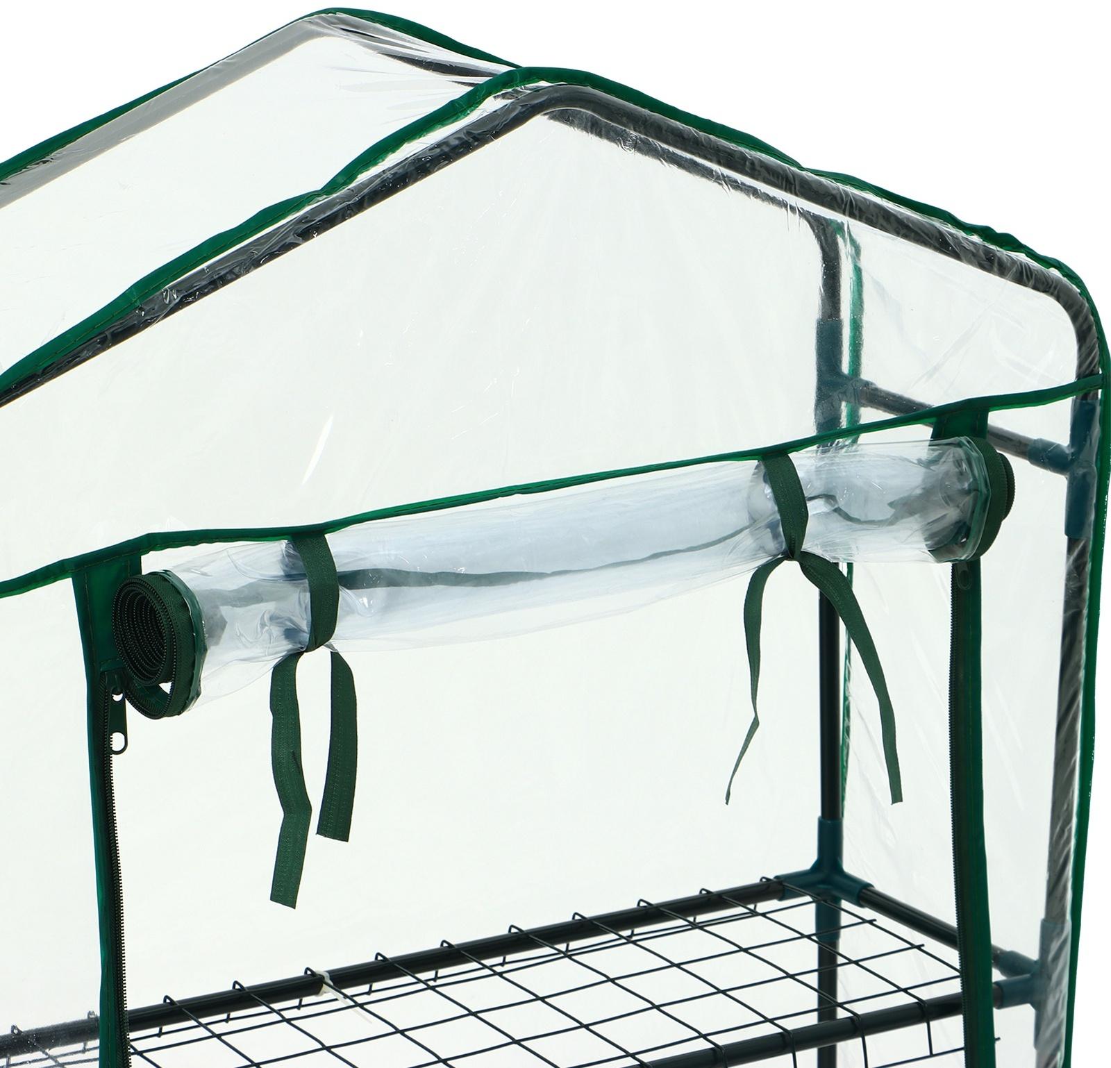 Парник-стеллаж, 3 полки, 110×22×65 см, металлический каркас d=12 мм, чехол плёнка 80 мкм, Greengo