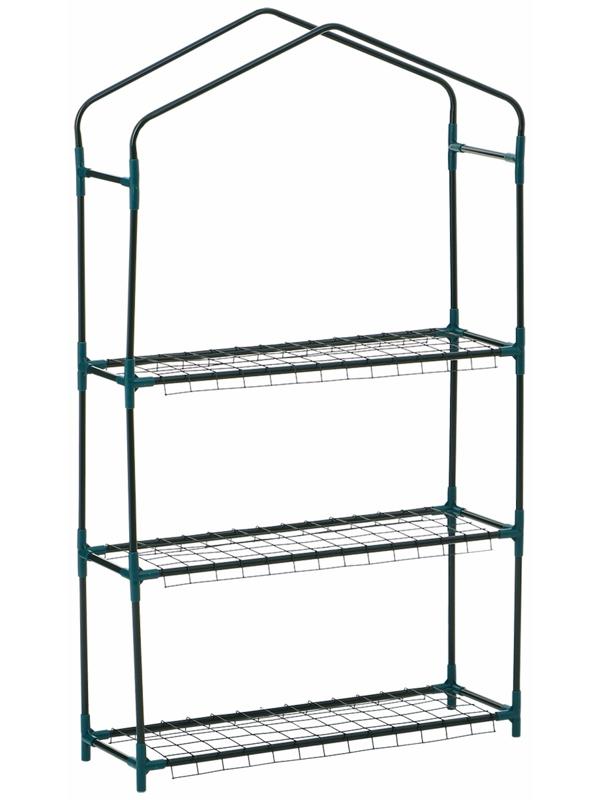 Парник-стеллаж, 3 полки, 110×22×65 см, металлический каркас d=12 мм, чехол плёнка 80 мкм, Greengo