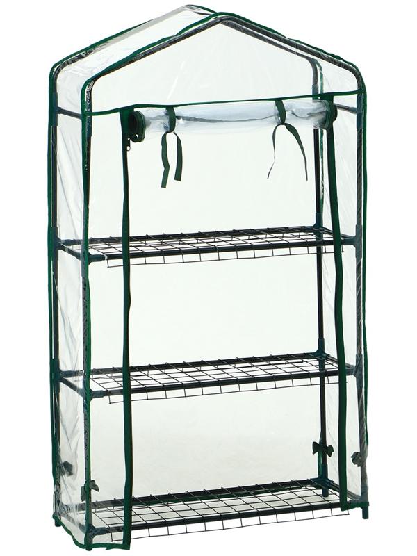 Парник-стеллаж, 3 полки, 110×22×65 см, металлический каркас d=12 мм, чехол плёнка 80 мкм, Greengo