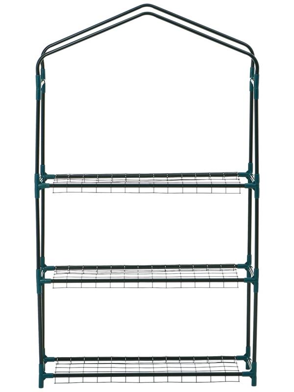 Парник-стеллаж, 3 полки, 110×22×65 см, металлический каркас d=12 мм, чехол плёнка 80 мкм, Greengo