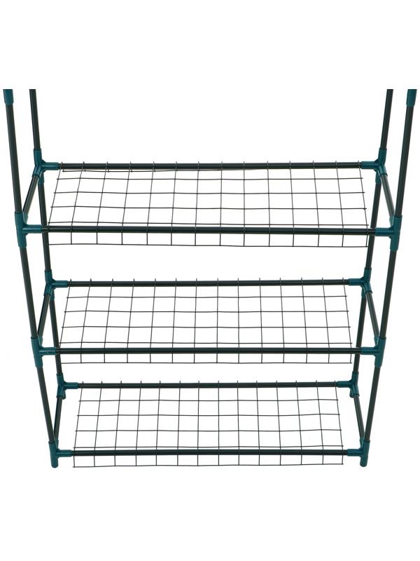 Парник-стеллаж, 3 полки, 110×22×65 см, металлический каркас d=12 мм, чехол плёнка 80 мкм, Greengo