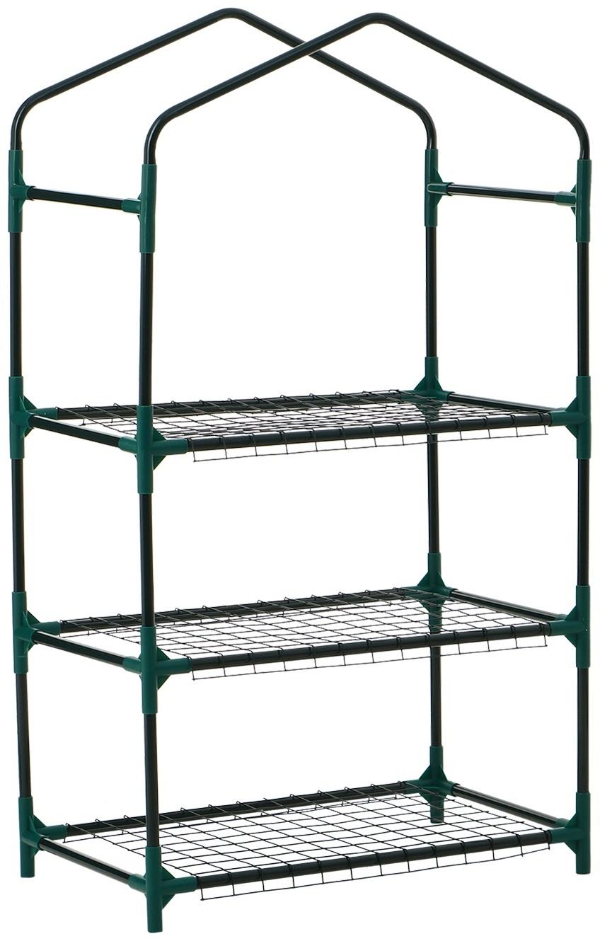 Парник-стеллаж, 3 полки, 110×40×65 см, металлический каркас d=16 мм, чехол плёнка 80 мкм, Greengo