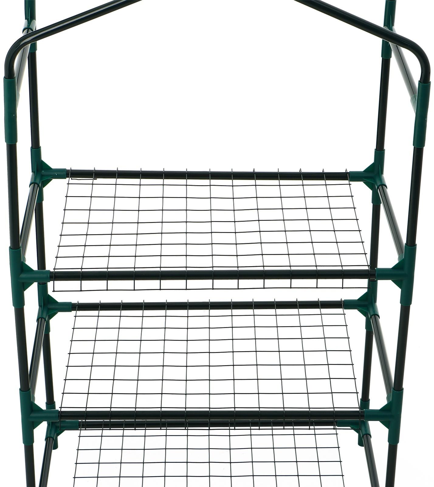 Парник-стеллаж, 3 полки, 110×40×65 см, металлический каркас d=16 мм, чехол плёнка 80 мкм, Greengo