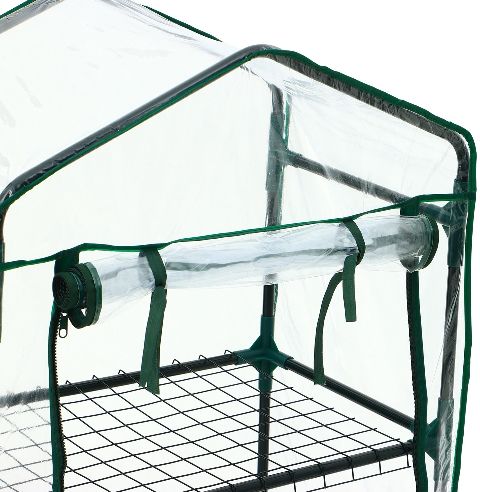 Парник-стеллаж, 3 полки, 110×40×65 см, металлический каркас d=16 мм, чехол плёнка 80 мкм, Greengo