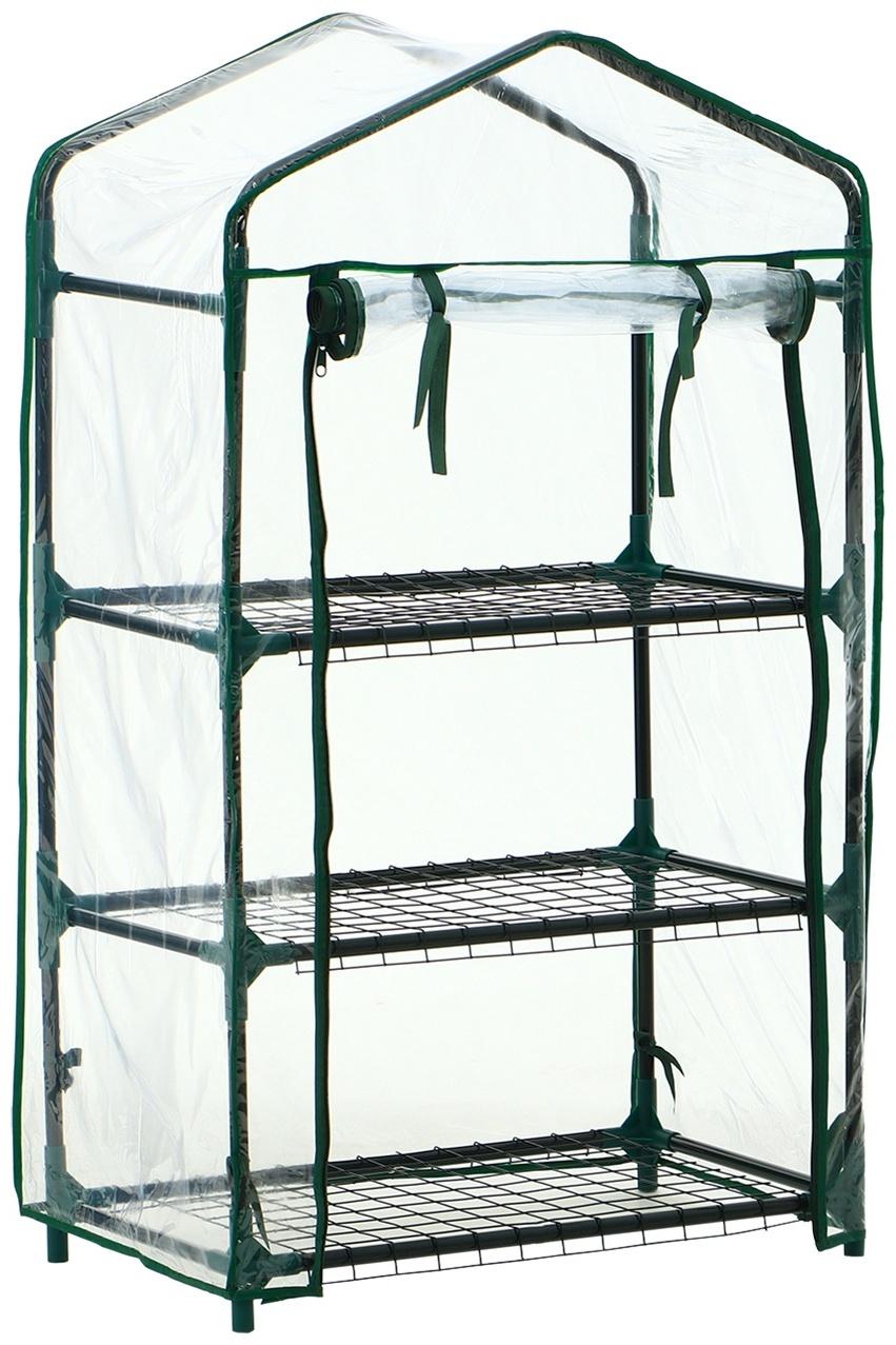 Парник-стеллаж, 3 полки, 110×40×65 см, металлический каркас d=16 мм, чехол плёнка 80 мкм, Greengo