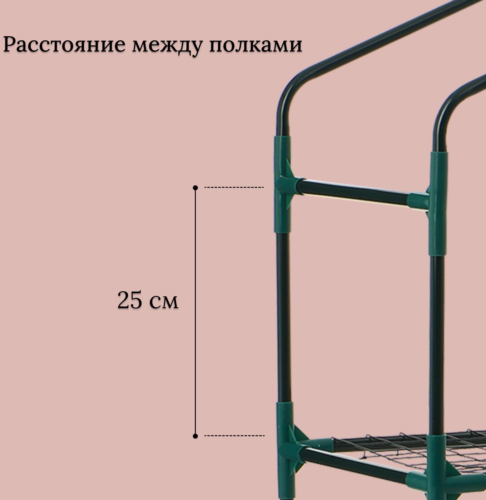 Парник-стеллаж, 3 полки, 110×40×65 см, металлический каркас d=16 мм, чехол плёнка 80 мкм, Greengo